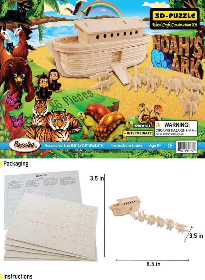 Puzzled 3D Wooden Noah's Ark Toy Puzzle Model Kit - DIY Activity Puzzle for Kids and Adults, Buildable Wooden Noah's Ark Model Toy, Educational Puzzles for Children - Image 2
